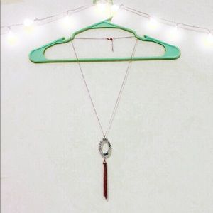 Francesca’s Necklace, Gold, Blue Beaded, Tassel